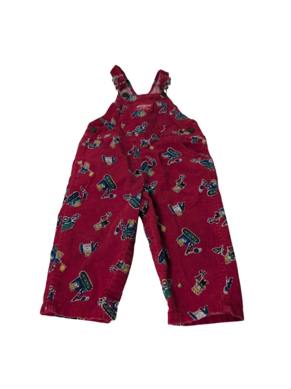 Vintage Oshkosh Bgosh Corduroy Overalls Boys 24M Red Mice at Work Construction